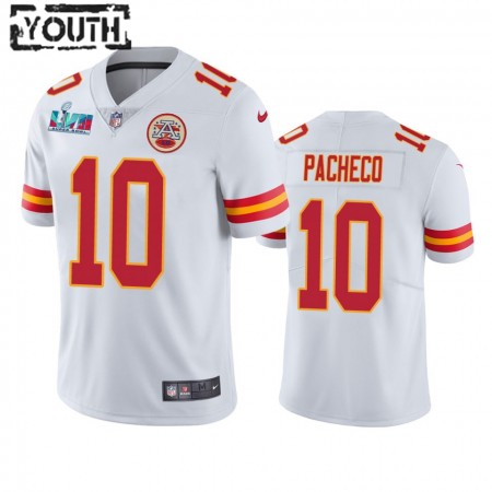 Lasten Kansas City Chiefs NFL Pelipaita Isaih Pacheco 10 Valkoinen Super Bowl LVII Vapor Limited